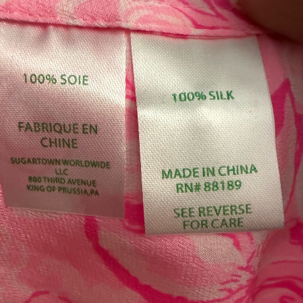 Lilly Pulitzer 100% Silk Elsa Top | Pink Floral | Size Large NWOT - Picture 4 of 4